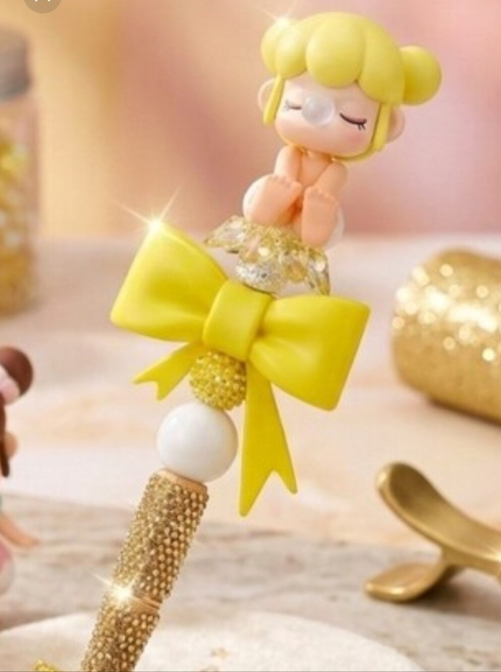 Handmade Custom Beaded Pen - Rolife Baby Nanci Seatmates Yellow